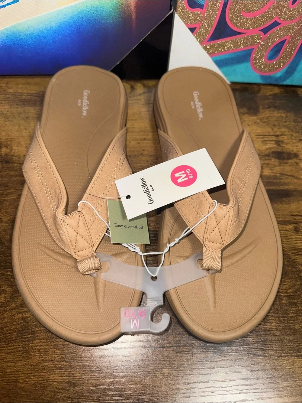 Men's lan Comfort Flip Flop Thong Sandals - Goodfellow & Co™ Tan Medium 9/10